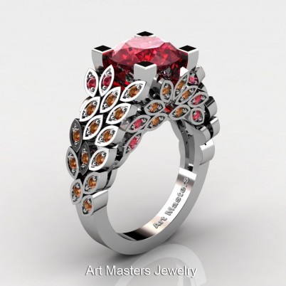 Art-Masters-Nature-Inspired-14K-White-Gold-3-Ct-Rubies-Orange-Sapphire-Engagement-Ring-Wedding-Ring-R299-14KWGOSR-P-402×402