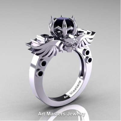 Art-Masters-Winged-Skull-14K-White-Gold-1-Carat-Black-Diamond-Engagement-Ring-R613-14KWGBD-P-402×402