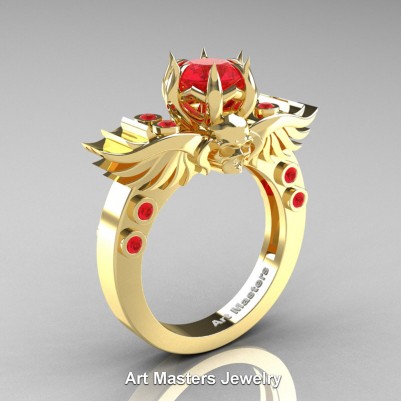 Art-Masters-Winged-Skull-14K-Yellow-Gold-1-Carat-Rubies-Engagement-Ring-R613-14KYGR-P-402×402