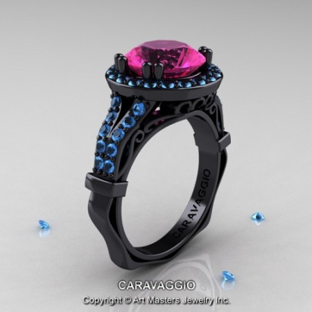Caravaggio_14K_Black_Gold_3_Carat_Pink_Sapphire_Blue_Topaz_Engagement_Ring_Wedding_Ring_R620_14KBGBTPS_P_jpg-100686-500×500