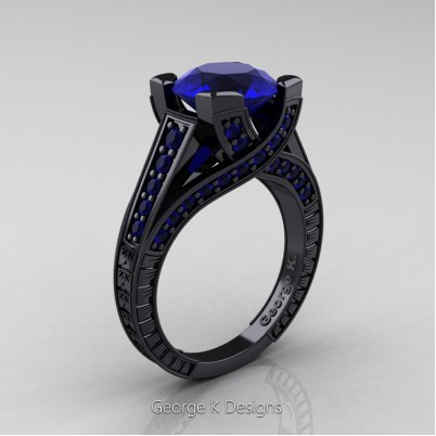 Classic-14K-Black-Gold-3-Ct-Blue-Sapphire-Engraved-Solitaire-Engagement-Ring-R364P-14KBGBS-P-402×402