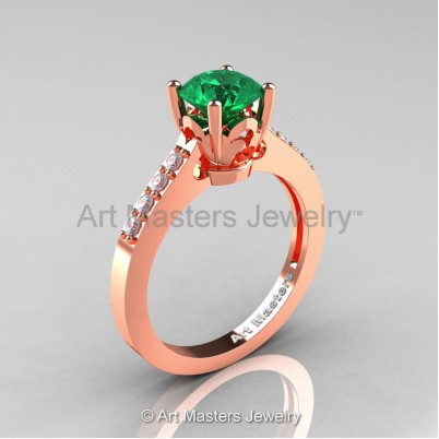 Classic-14K-Rose-Gold-1-Carat-Emerald-Diamond-Solitaire-Wedding-Ring-R101-14KRGDEM-P-402×402