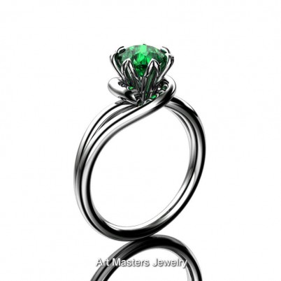 Classic-14K-White Gold-1-0-Ct-Emerald-Solitaire Ring-R559-14KWGEM-P-402×402
