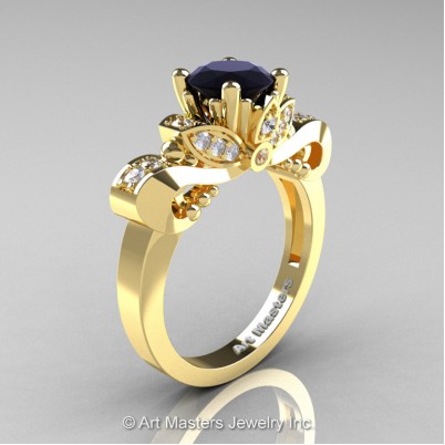 Classic-14K-Yellow-Gold-1-Carat-Black-and-White-Diamond-Solitaire-Engagement-Ring-R323-14KYGDBD-P-402×402