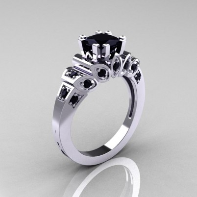 Classic-French-White-Gold-1-CT-Princess-Black-Diamond-Engagement-Ring-R216P-WGBD-P-402×402