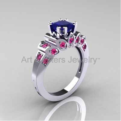 Classic-French-White-Gold-1-CT-Princess-Blue-Sapphire-Pink-Sapphire-Engagement-Ring-R216P-WGPSBS-P-402×402