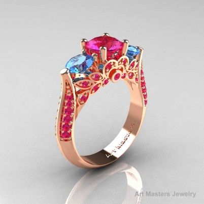 Classic-Rose-Gold-Three-Stone-Pink-Sapphire-Blue-Topaz-Solitaire-Engagement-Ring-R200-RGBTPS-P-402×402