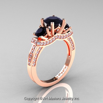 French-14K-Rose-Gold-Three-Stone-Black-and-White-Engagement-Ring-R182-14KRGDBD-P-402×402