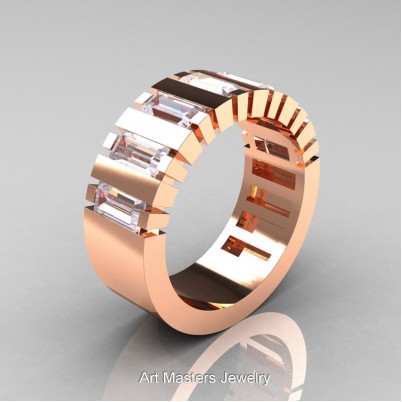 Mens-Modern-14K-Rose-Gold-Russian-Ice-Simulated-Diamond-Baguette-Cluster-Tank-Wedding-Band-R395-14KRGRISD-P-402×402