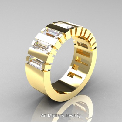 Mens-Modern-14K-Yellow-Gold-Russian-Ice-Simulated-Diamond-Baguette-Cluster-Tank-Wedding-Band-R395-14KYGRISD-P-402×402