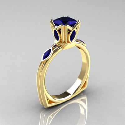 Modern-Antique-14K-Yellow-Gold-1-CT-Princess-Marquise-Blue-Sapphire-Solitaire-Ring-R219-YGBS-P-402×402