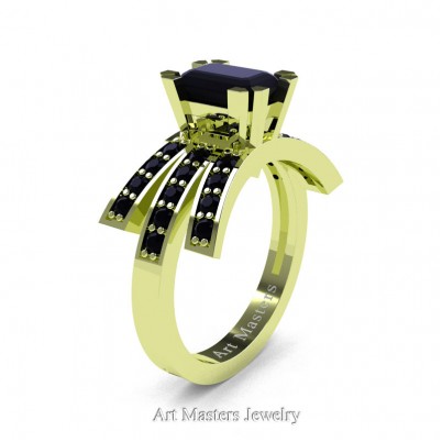 Modern-Victorian-14K-Green-Gold-1-Ct-Emerald-Cut-Black-Diamond-Engagement-Ring-R344-14KGGBD-P-402×402