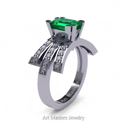Modern-Victorian-14K-White-Gold-1-Ct-Emerald-Cut-Emerald-Diamond-Engagement-Ring-R344-14KWGDEM-P-402×402