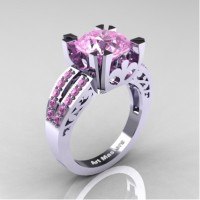 Modern Vintage 14K White Gold 3.0 Carat Light Pink Sapphire Solitaire Ring R102-14KWGLPS