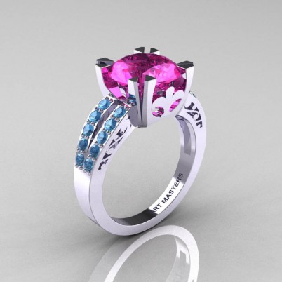 Modern-Vintage-White-Gold-Pink-Sapphire-Blue-Topaz-Solitaire-Ring-R102-WGBTPS-P-402×402
