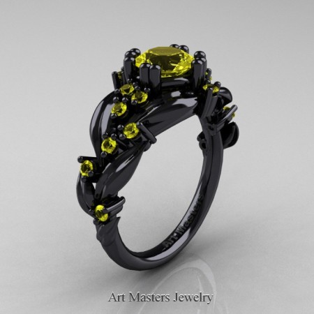 Nature-Classic-14K-Black-Gold-1-0-Ct-Yellow-Sapphire-Leaf-and-Vine-Engagement-Ring-R340-14KBGYS-P-700×700