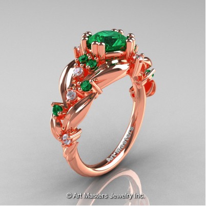 Nature-Classic-14K-Rose-Gold-1-0-Ct-Emerald-Diamond-Leaf-and-Vine-Engagement-Ring-R340-14KRGDEM-P-402×402