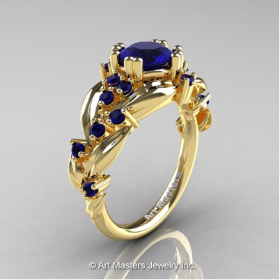 Nature-Classic-14K-Yellow-Gold-1-0-Ct-Blue-Sapphire-Leaf-and-Vine-Engagement-Ring-R340-14KYGBS-P-402×402
