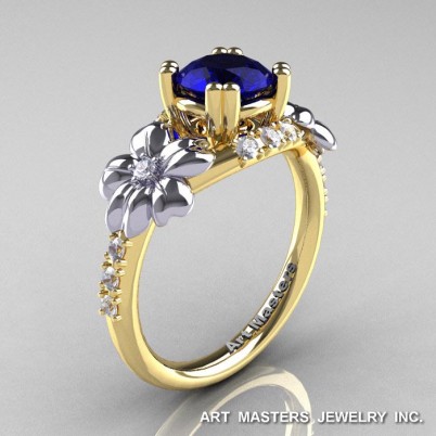 Nature-Inspired-14K-Yellow-Two-Tone-White-Gold-1-0-Ct-Blue-Sapphire-Diamond-Leaf-Vine-Engagement-Ring-R245-YTTWGDBS-P-402×402