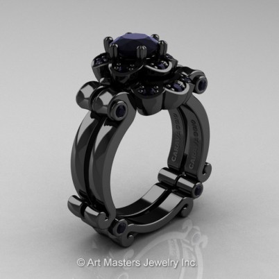 Art-Masters-Caravaggio-14K-Black-Gold-1-Ct-Black-Diamond-Engagement-Ring-Wedding-Band-Set-R606S-14KBGBD-P-700×7002-402×402