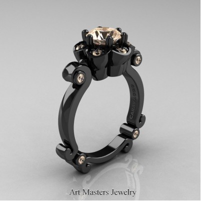 Art-Masters-Caravaggio-14K-Black-Gold-1-Ct-Champagne-Diamond-Engagement-Ring-R606-14KBGCHD-P-402×402