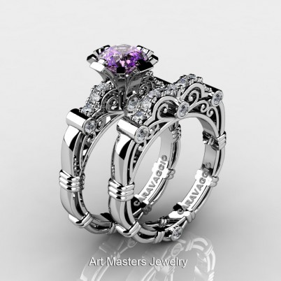Art-Masters-Caravagio-14K-White-Gold-1-Carat-Amethyst-Diamond-Engagement-Ring-Wedding-Band-Set-R623S-14KWGDAM-P-402×402