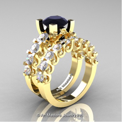 Art-Masters-Modern-Vintage-14K-Yellow-Gold-3-Ct-Black-Diamond-White-Sapphire-Wedding-Ring-Set-R142S-14KYGWSBD-P-402×402