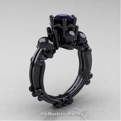 Art-Masters-Trinity-Skull-14K-Black-Gold-1-Carat-Black-Diamond-Engagement-Ring-R513-14KBGBD-P-402×402