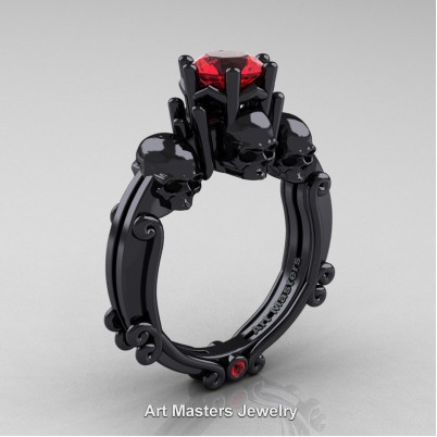 Art-Masters-Trinity-Skull-14K-Black-Gold-1-Carat-Ruby-Engagement-Ring-R513-14KBGR-P-402×402