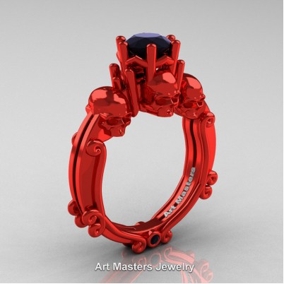 Art-Masters-Trinity-Skull-14K-Red-Gold-1-Carat-Black-Diamond-Engagement-Ring-R513-14KREGBD-P-402×402