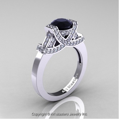 Classc-Armenian-14K-White-Gold-1-0-Ct-Black-and-White–Diamond-Engagement-Ring-Wedding-Ring-R283-14KWGDBD-P-402×402