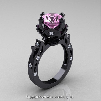 Modern-Antique-14K-Black-Gold-Light-Pink-Sapphire-Diamond-Solitaire-Wedding-Ring-R214-14KBGDLPS-P-402×402