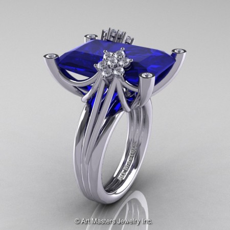 Modern-Bridal-14K-White-Gold-Radiant-Blue-Sapphire-Diamond-Fantasy-Cocktail-Ring-R292-14KWGDBS-P-700×700