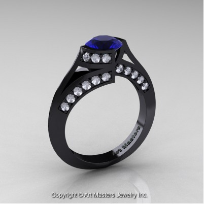 Modern-French-14K-Black-Gold-1-0-Carat-Blue-Sapphire-Diamond-Engagement-Ring-Wedding-Ring-R376-14KBGDBS-P1-402×402