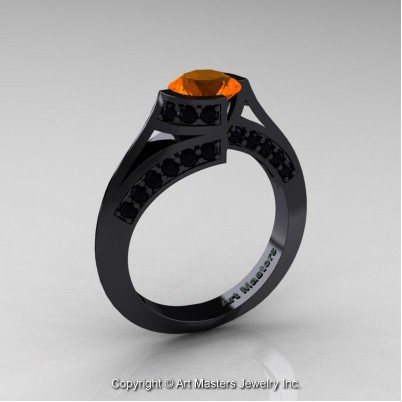 Modern-French-14K-Black-Gold-1-0-Carat-Orange-Sapphire-Black-Diamond-Engagement-Ring-Wedding-Ring-R376-14KBGBDOS-P1-402×402
