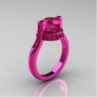 Modern Italian 14K Pink Gold 1.5 CT Pink Sapphire Engagement Ring AR119-14KPGPS