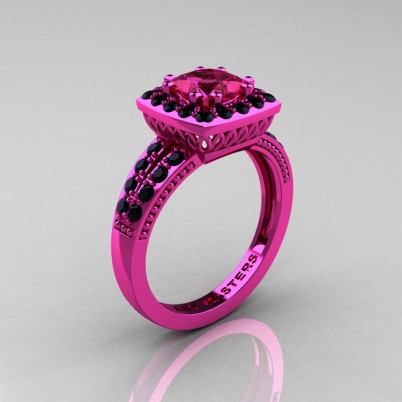 Renaissance-Classic-Pink-Gold-1-23-Carat-Princess-Pink-Sapphire-Black-Diamond-Engagement-Ring-R220P-PGBDPS-P-402×402