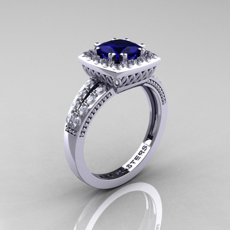 Renaissance-Classic-White-Gold-1-23-Carat-Princess-Blue-Sapphire-Diamond-Engagement-Ring-R220P-WGDBS-P-700×700