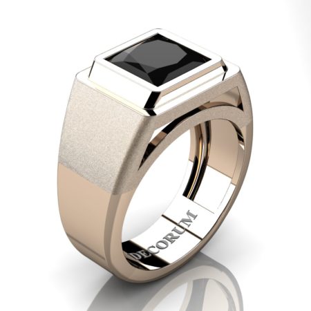 Decorum-Mens-Modern-14K-Rose-Gold-3-Carat-Princess-Black-Diamond-Wedding-Ring-R1132-14KRGBD