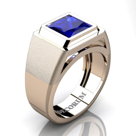 Decorum-Mens-Modern-14K-Rose-Gold-3-Carat-Princess-Blue-Sapphire-Wedding-Ring-R1132-14KRGBS2