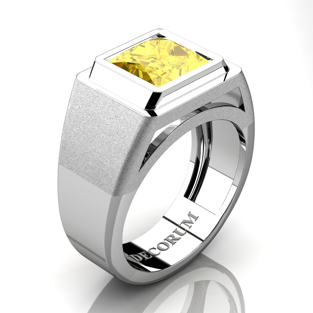 1.6 Carat Yellow Montana Sapphire Engagement Ring Vintage Platinum Mounting