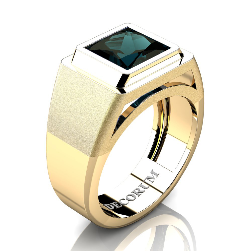Titanium Men's Ring with Silver Inlay Square Band | Revolution Jewelry