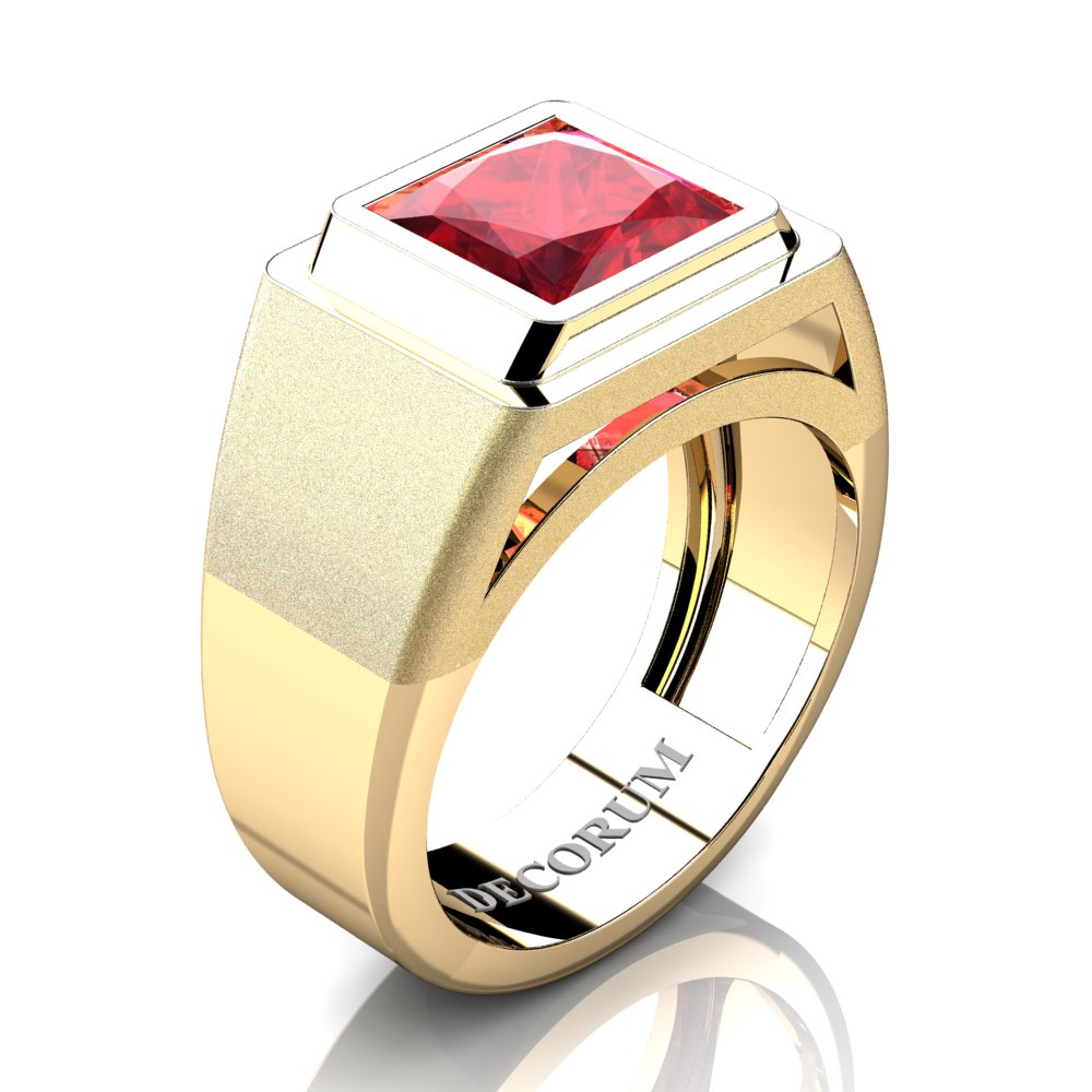 6.20 Carat GRS certified Ruby Mens Ring in 14k Yellow Gold – ASSAY