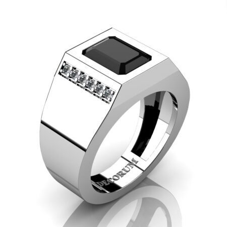 Decorum-Mens-Modern-14K-White-Gold-3-Carat-Emerald-Cut-Black-and-White-Diamond-Wedding-Ring-G1128-14KWGDBD